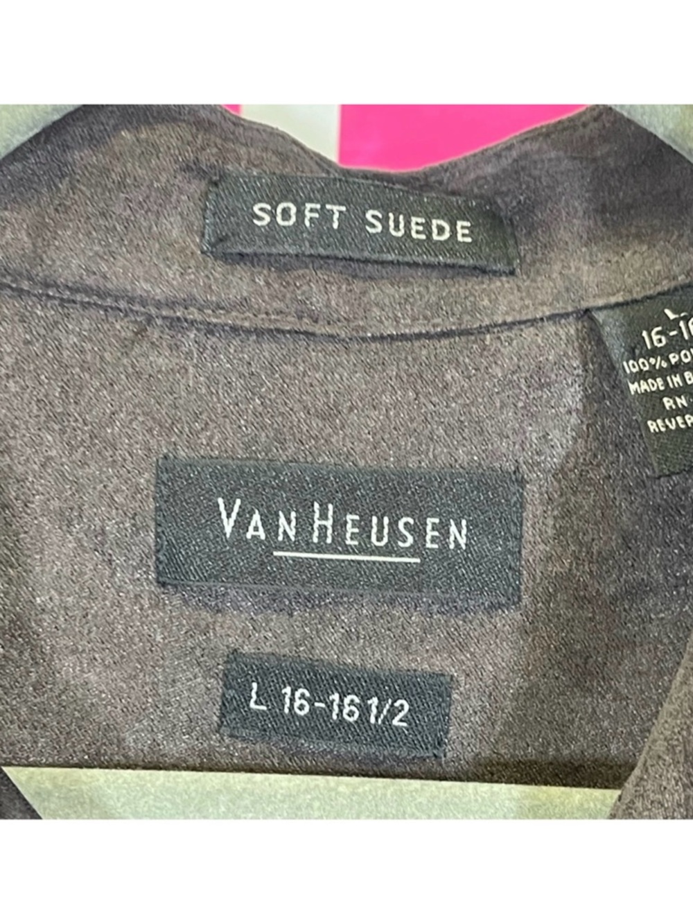 Van Heusen, Soft Suede Button Up Shirt. Size Large  16-16 1/2. Excellent cond! - Picture 2 of 6